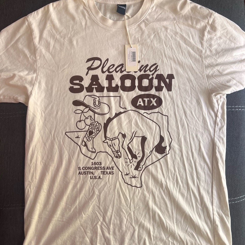 Pleasing Saloon ATX Graphic Tee - Cream/Brown